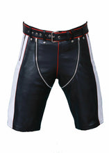 Lataa kuva Galleria-katseluun, Men&#39;s Genuine Leather Zipper Clubwear Shorts with Belt

