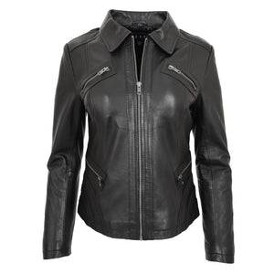 Ladies Black Genuine Leather Jacket