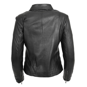 Damen schwarze echte Lederjacke